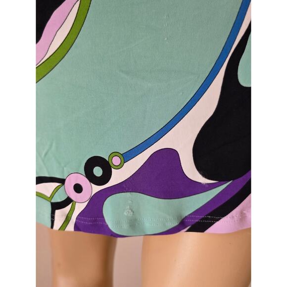 Emilio Pucci Purple Multicolor Signature Print long-sleeved dress 10 sz - Picture 15 of 16